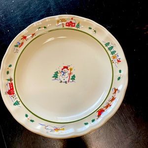 6 Pflatzgraff Dinner Plates snow village vintage